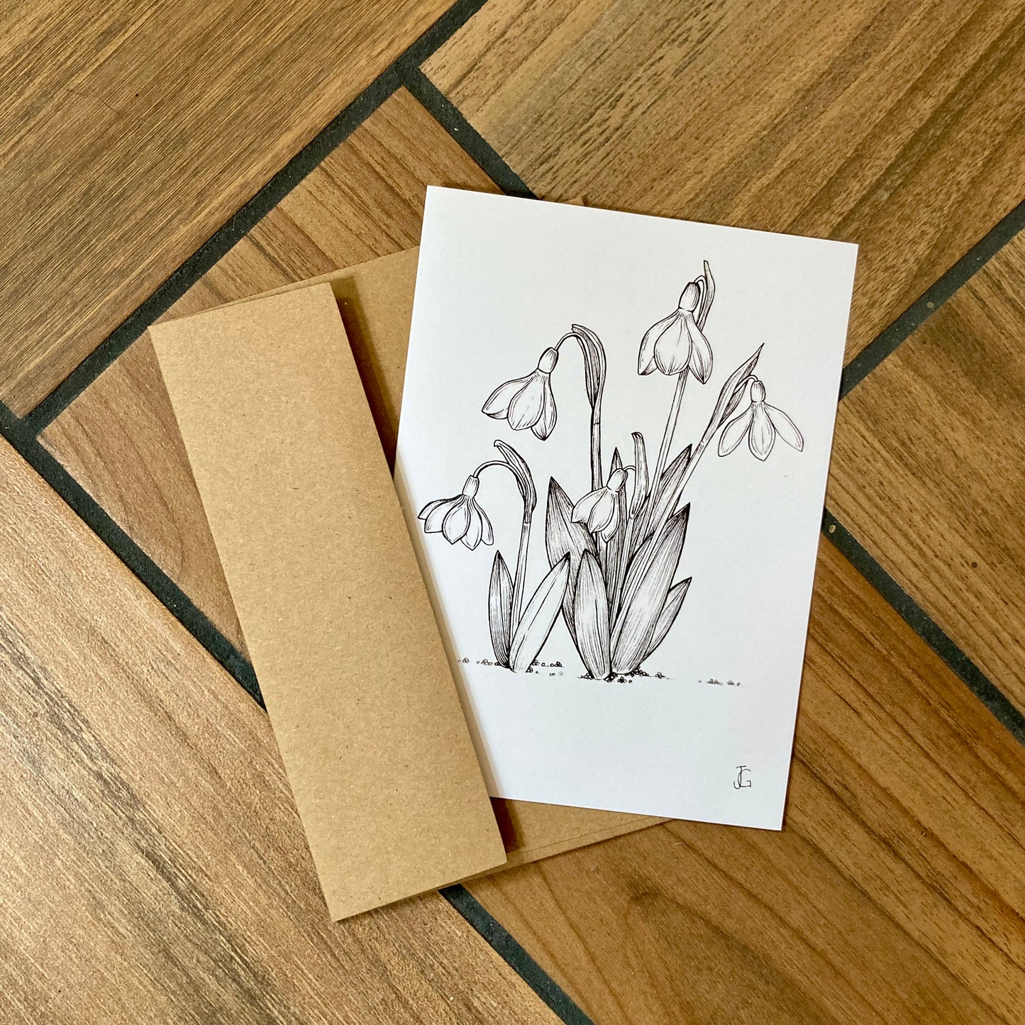 b&w flower - blank cards with envelope - 4 pack