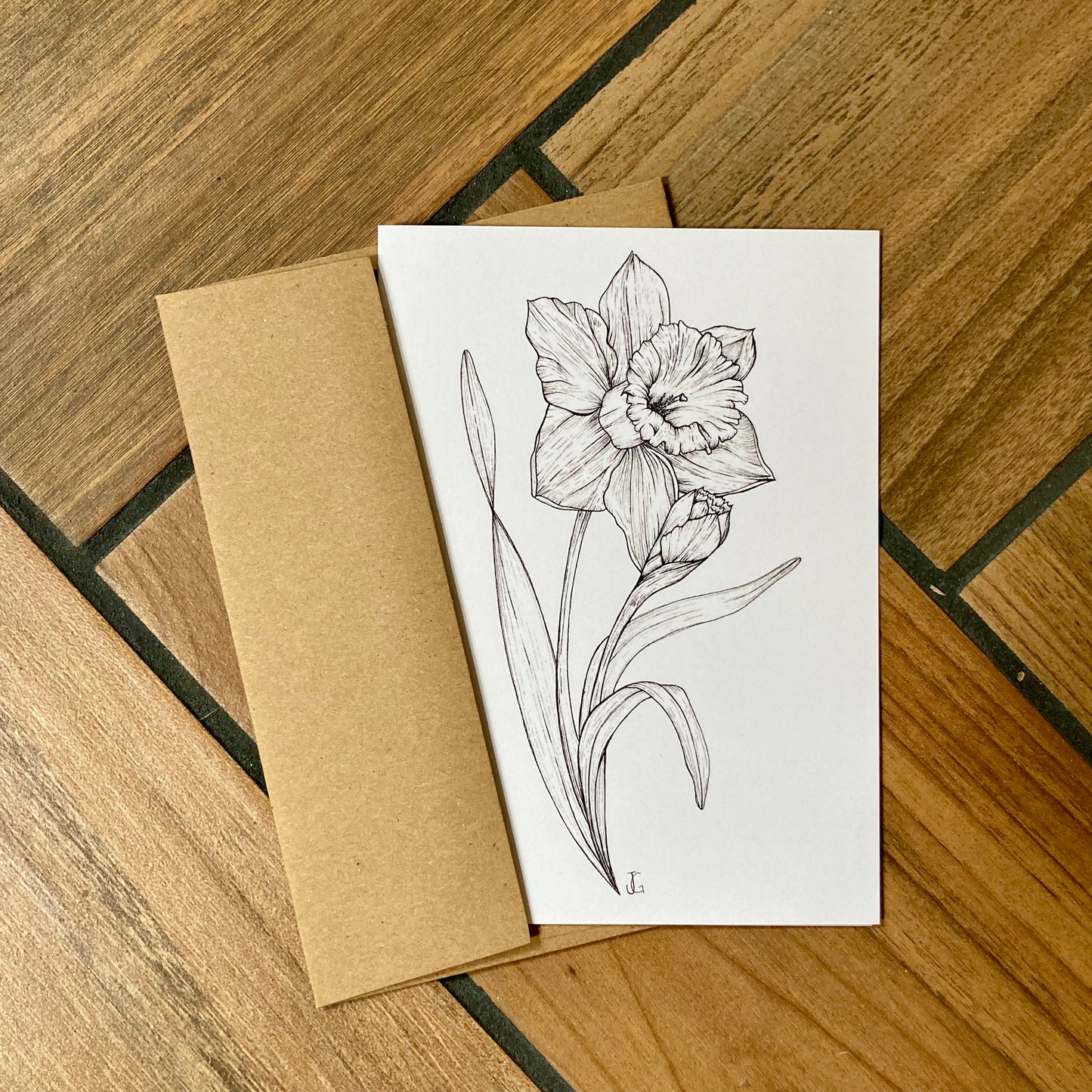 b&w flower - blank cards with envelope - 4 pack