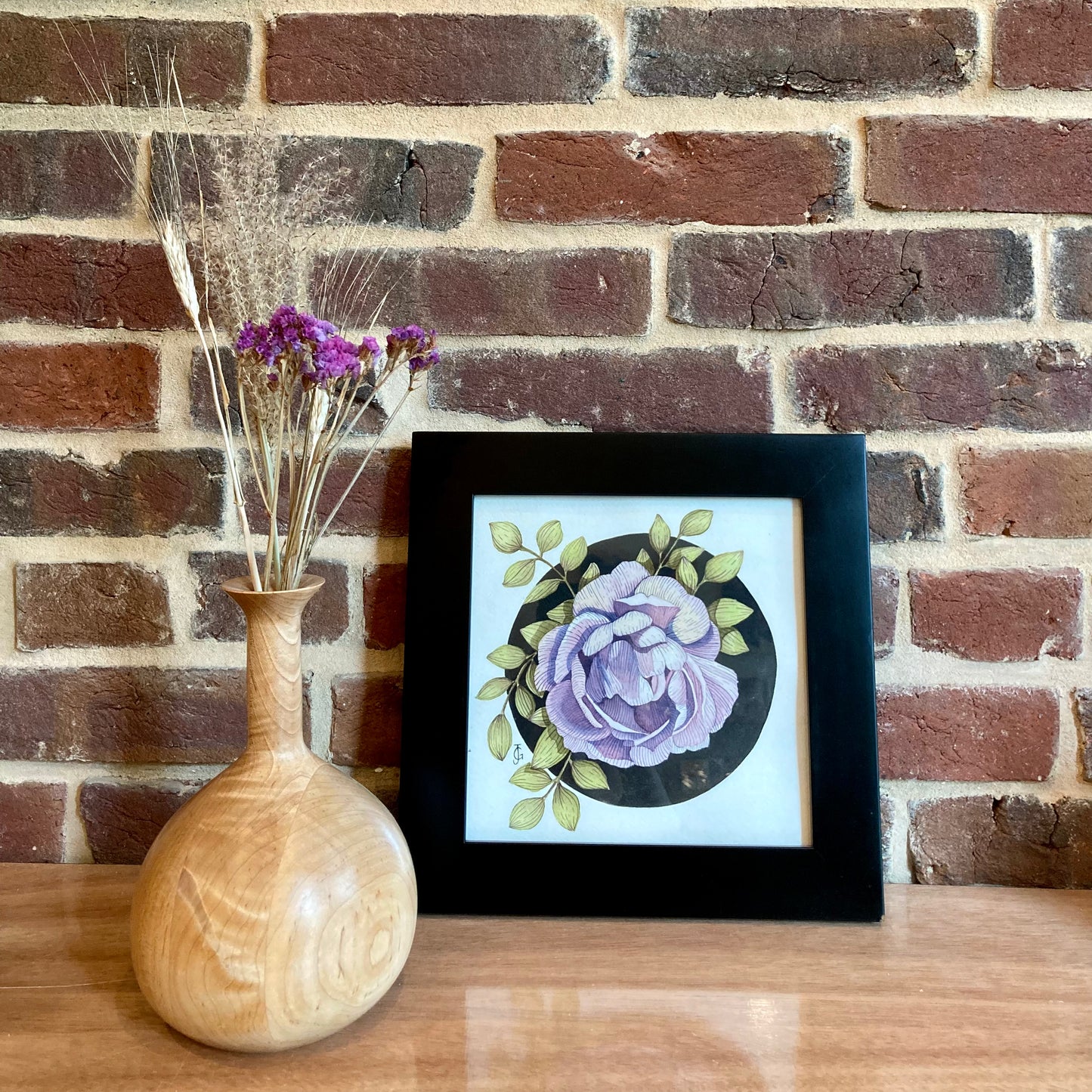 peony original painting - framed