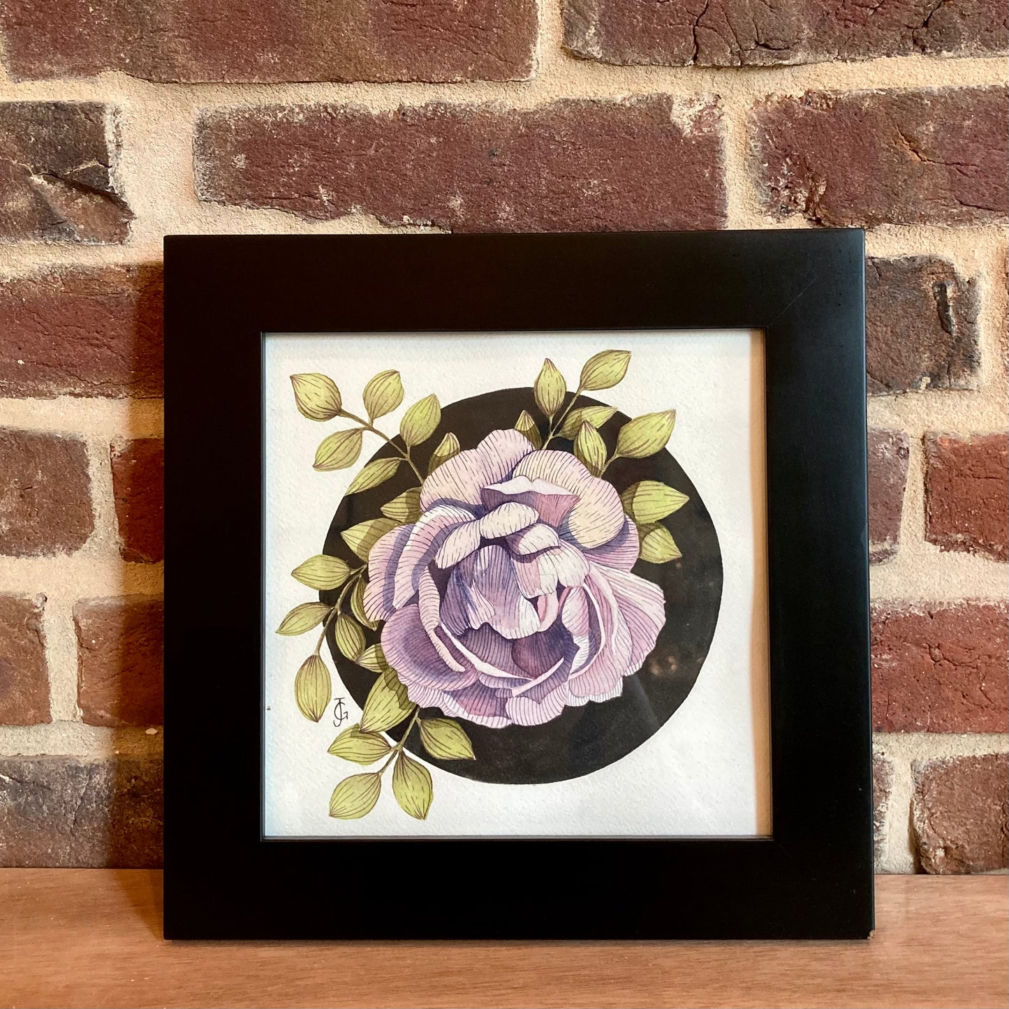 peony original painting - framed